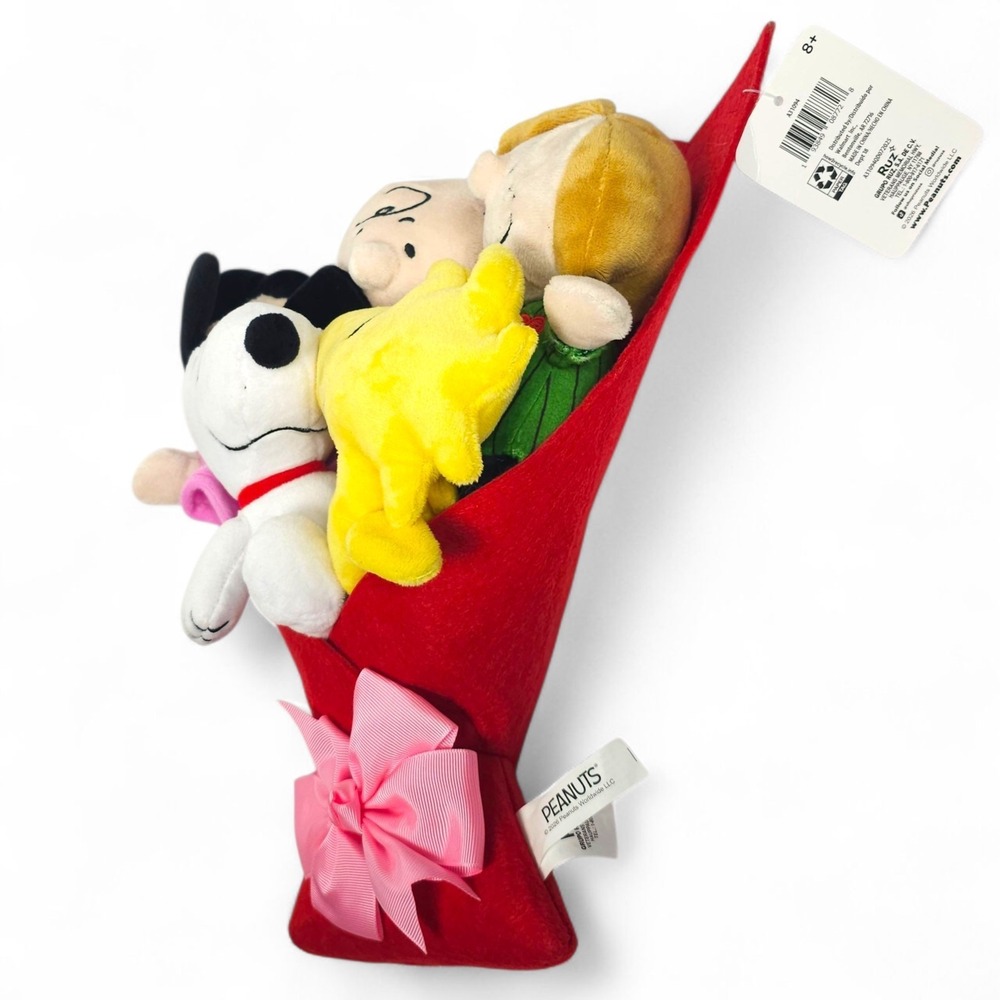 Peanuts Snoopy Plush Bouquet Charlie Brown Lucy Woodstock Ruz Valentine Gift NEW - Picture 7 of 16